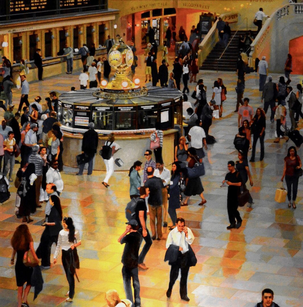 A large crowd of people in a train station.
