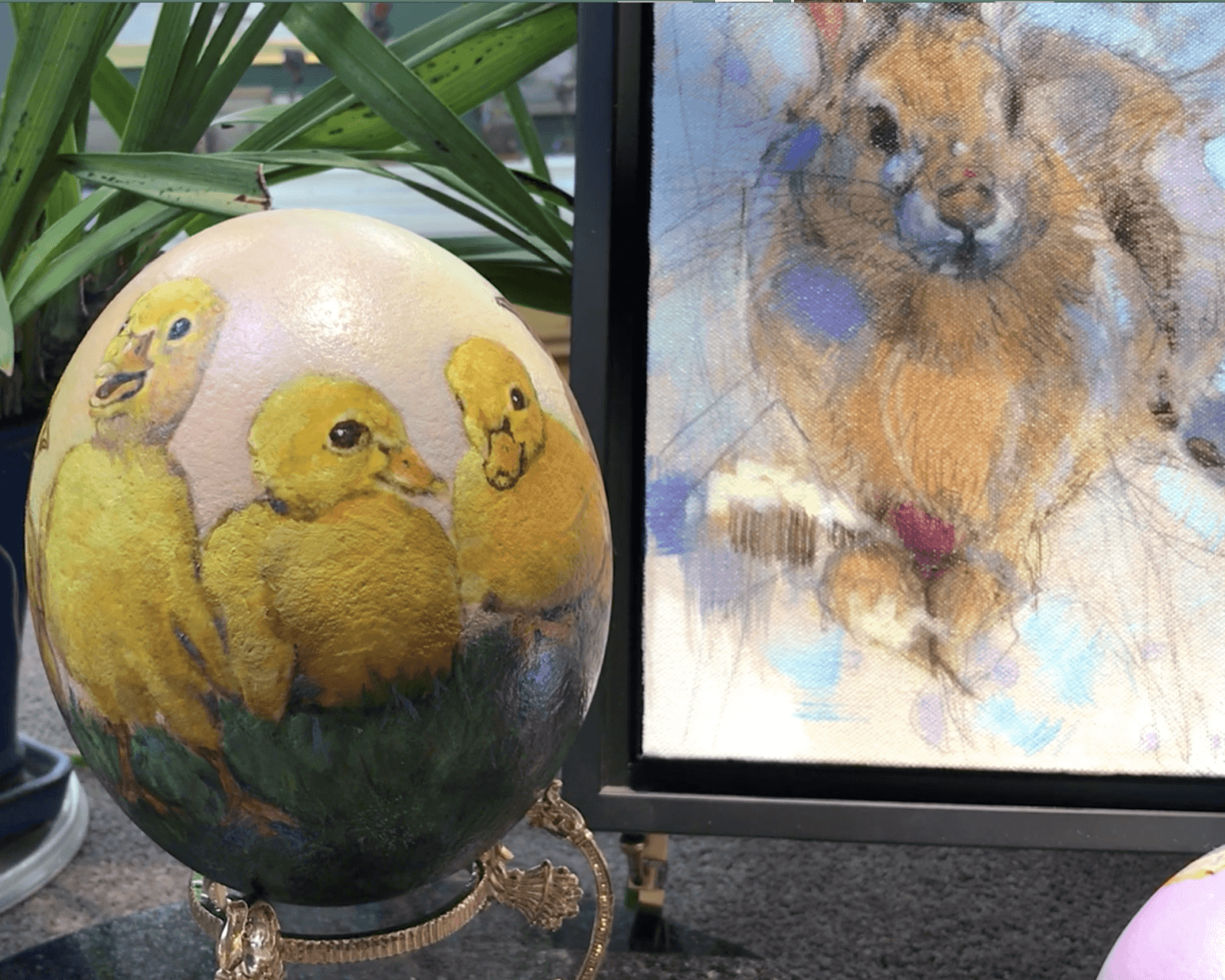 An easter egg with a bunny and a bunny on it.